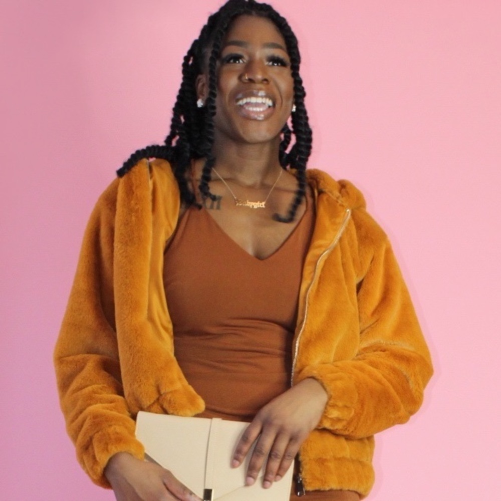 Faux fur bomber hoodie jacket